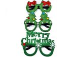 Bicchieri - Bicchieri - Natale - Babbo Natale - Albero Di Natale - Natale - Natale - Set Di 3 - Albero Di Natale Con Fiocco Verde
