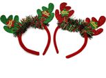 Cerchietto - Diadema - Natale - Babbo Natale - Albero Di Natale - Natale - Natale - Set Di 2 - Renna Verde Rosso