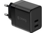 Crong Ultra Compact Gan - Caricatore Da Parete 2X USB-C Power Delivery 35W (Nero)