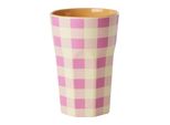 Tazza In Melamina Rice Grande Rosa Con Motivo A Righe
