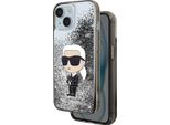 Karl Lagerfeld, Custodia Protettiva Floating Ikonik Glitter Apple Iphone 15 Plus, Argento