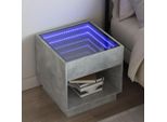 Vidaxl Comodino Con Infinity Led Grigio Cemento 50X50X50 Cm