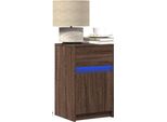 Vidaxl Comodino Con Luci Led Materiale In Legno Effetto Rovere Marrone