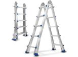 Clanmacy Scala Multiuso 4X5 In Alluminio Scala Multifunzionale Scala Telescopica 513Cm Argento Fino A 150Kg