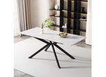 Tavolo Da Pranzo Rettangolare Flieks Con Gambe In Metallo, Tavolo Da Sala Da Pranzo, Tavolo Da Cucina Allungabile, Tavolo Da Lavoro Con Gambe A X, 180X70X76 Cm, Bianco
