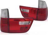 Luci Posteriori A Led Per Bmw X5 E53 Anno 99-03 Rosso/Cromo