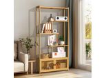 Wisfor Libreria A 6 Livelli, Scaffale Da Ufficio In Bambù Con Armadio, Scaffale Indipendente Per Soggiorno, Bagno, Cucina, Naturale, 85,5 X 28 X 176 Cm