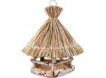 Mangiatoia Per Uccelli In Legno, 35 Cm, Resistente Alle Intemperie, Rustica, In Piedi/Sospensibile