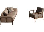Divano Elegante Beige A Tre Posti Per Il Soggiorno, Mobili Imbottiti Poltrona