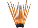 Set Di Pennelli In Nylon 12Pcs Per Artisti, Acrilico, Acquerello, Guazzo, Pittura Del Viso, Pennelli Rotondi Per Studenti E Pittori