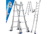 Jayseuw Scala Telescopica In Alluminio 3M Argento, Scala Estensibile Pieghevole, Scala Multiuso, Scala A Gradini, Scala Per La Casa, Scala Per Esterni, Portata 150 Kg