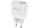 Muvit For Change Caricatore Da Parete Usb 3.4A Trasparente, Bianco Trasparente, Bianco Taglia Unica