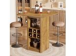 Tavolo Da Bar Tribesigns, 80 Cm 4 Livelli In Legno Da Banco Con Portabicchieri, Portabottiglie E Ripiani, Tavolo Da Bar Cucina, Bistrot, Cantina, Marrone