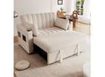 Divano Letto Merax, Con Funzione Sleep, Divano Letto A 2 Posti Con Schienale Regolabile, Portabicchieri, Set Di Divani, Divano Da Salotto, Beige