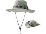 Cappello Da Sole, Cappello Con Protezione Uv, Cappello Traspirante Con Tesa Larga E Mentoniera Per Escursioni E Pesca (Verde Scuro)