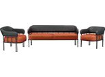 Set 3 Pezzi Divano Poltrona Mobili Soggiorno Pelle Tappezzeria Divani Moderno Nuovo