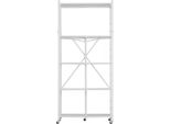 Succebuy Scaffale Pieghevole A 5 Livelli Con Rotelle, 30X61X183 Cm, Scaffale Pieghevole Per Carichi Pesanti, Scaffale In Piedi Senza Montaggio, Versatile Scaffale In Metallo Per Garage, Cucina, Cantina, Bianco