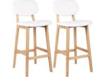 Sgabello Da Bar - Set Di 2 - Con Schienale - Legno - Altezza Seduta 65Cm