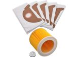 5X Sacchetto In Microfibra Sintetica + Filtro Aria Rinforzato Per Aspirapolvere Krcher A 2004, A 2024 E A 2054