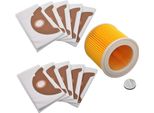10X Sacchetto Per La Polvere In Microfibra Sintetica + Filtro Aria Rinforzato Per Aspirapolvere Krcher A 2004, A 2024 E A 2054