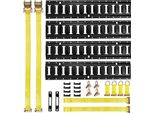 Succebuy Set Di Binari Di Ancoraggio E-Track, Confezione Da 4 Binari Da 0,6 M, 20 Pezzi, Incl. 2 Cinghie A Cricchetto, 4 O-Ring, 4 Cinghie Di Ancoraggio Con Anello A D, 2 Asole Singole E 8 Tappi Di Chiusura, Adatto Per Garage, Furgoni, Rimorchi