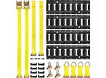 Succebuy Set Di Binari Di Ancoraggio E-Track, Confezione Da 4, 0,4 M, Accessori Da 21 Pezzi, Tra Cui 2 Cinghie A Cricchetto, 4 O-Ring, 4 Cinghie Di Ancoraggio Con Anello A D, 2 Asole Singole, 8 Tappi Terminali E 1 Sacchetto, Ideale Per Garage, Veicoli E Rimorchi