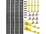 Succebuy Set Di Binari Di Ancoraggio E-Track, Confezione Da 4 Binari Da 2,3 M, 26 Pezzi, Incl. 2 Cinghie A Cricchetto, 8 O-Ring, 8 Cinghie Di Ancoraggio Con Anello A D E 8 Tappi Di Chiusura, Ideali Per Garage, Furgoni, Rimorchi E Motociclette