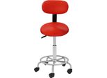 Sgabello Girevole Ergonomico Da Ufficio - Sgabello Con Rotelle - Portata 150 Kg - 5 Rotelle - Seduta Inpoliuretano- Girevole A 360° - Regolabile In Altezza - Rosso