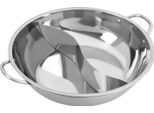 Pentola Shabu-Shabu - Pentola 34 Cm - Acciaio Inox - Divisore Per Due Gusti - Coperchio In Vetro