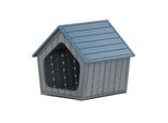Costway 59,5X57X58 Cm Cuccia Per Cani Da Esterno, Casetta Per Cani In Plastica Resistente All'inverno, Grotta Per Cani Con Fori Di Ventilazione E Tetto Spiovente, Cuccia Per Animali, Blu+Grigio