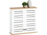 Armadietto A Muro BZR42-W, Con Ante A Lamelle, Bianco, Per Bagno/Cucina, Armadietto Per Medicinali
