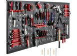 Parete Attrezzi - Porta Attrezzi A Parete - Parete Forata - 120×60 Cm - Ghisa - Set Di Ganci Incluso - Rosso