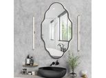 Specchio Da Parete - Specchio Da Bagno - Forma Irregolare - Ingrandimento - Montaggio A Parete - Cornice A Lanterna - Stile Moderno - 20,3 Cm - Nero