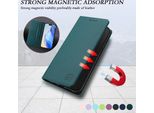 Custodia In Pelle Per Xiaomi Redmi Note 15 4G, Flip Case Con Slot Per Carte, Portafoglio E Supporto Verde Scuro