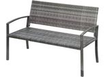 Panca Da Giardino Vaylen A 2 Posti - Polyrattan E Acciaio - Resistente Alle Intemperie - Per Patio, Giardino E Balcone - Grigio