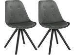 Sedia Visitatore Happyment Vivi - Set Di 2 Sedie Eetkamer - Velluto Grigio Scuro - Gambe Di Legno - Altezza 46 Cm - Deluxe