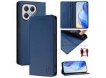 Custodia In Pelle Per Tecno Pova 7 Curve 5G 2025, Flip Case Con Slot Per Carte, Portafoglio E Supporto Blu