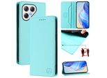 Custodia In Pelle Per Tecno Pova 7 4G, Flip Case Con Slot Per Carte, Portafoglio E Supporto Turchese