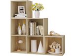 Happyment Libreria Fada - 6 Scomparti - Rovere - Legno - 90X90X30 Cm - Libreria Per Soggiorno, Camera Da Letto E Camera Dei Bambini