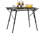 Happyment Tavolo Pieghevole Da Campeggio Nero - Tavolo Da Picnic Per 4 Persone - Regolabile Da 45 A 72 Cm - Alluminio - Per Bambini E Adulti - Outdoor & Campeggio