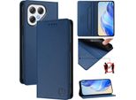 Custodia In Pelle Per Tecno Pova 7 5G, Flip Case Con Slot Per Carte, Portafoglio E Supporto Blu