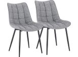 Happyment Sedie Per La Sala Da Pranzo - Grigio Chiaro - Poltrona Con Braccioli - Sedia Per Soggiorno E Cucina - Sedia Kuip - Finto Cuoio - Set Di 2