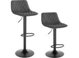 Sgabello Da Bar - Grigio Scuro - Velluto - Industriale - Regolabile In Altezza - Altezza Della Seduta 59,5-81 Cm - Set Di 2