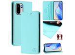 Custodia In Pelle Per Oneplus Ace 6, Flip Case Con Slot Per Carte, Portafoglio E Supporto Turchese