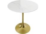 Grandioso Tavolo Da Cucina Rotondo Alto 78 Cm - Piano In Pietra Sinterizzata Con Zoccolo - Tavolo Bistrot Per Il Tempo Libero E L'altezza