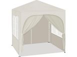 Gazebo Da Giardino Pieghevole 2X2 M - Con Pareti Laterali - Regolabile In Altezza - Gazebo Pop-Up - Impermeabile E Protetto Dai Raggi Uv - Beige/Bianco - Per Giardino E Uso Esterno