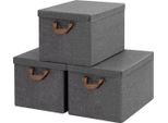 Set Di 3 Scatole Portaoggetti - Scatola Pieghevole In Tessuto Con Coperchio E Maniglia - 20 L - Per Vestiti, Coperte E Giocattoli