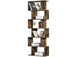 Happyment Gigi Open - 6 Scomparti - Marrone - Legno - 60X23,5X160 Cm - Libreria Per Soggiorno, Camera Da Letto E Cameretta Dei Bambini