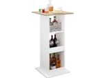 Bolt Edge, Tavolo Da Bar - Bianco/Rovere - Quadrato - Legno/Acciaio - 60X60X112Cm