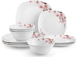 Set Da Portata Ornato - 24 Pezzi - 8 Persone - Blu Baby - Piatti Da Portata E Piatti Fondi - Ceramica